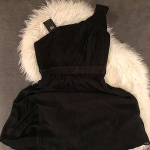 NWT ABS One-Shoulder Black Cocktail Dress